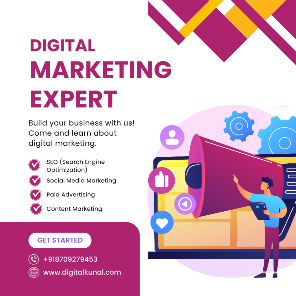 Purple and White Illustrative Digital Marketing Expert Instagram Post